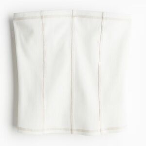 H&M Divided RIBBED TUBE TOP WITH FLATLOCK SEAMS Cream Top Sz XS